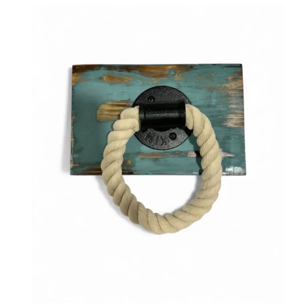 Rustic Industrial Bathroom Accessory Set Toilet Paper w Shelf, Hooks & Rope Ring